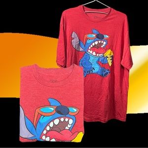 Disney - Stitch Eating Ice Cream - Men’s Extra Large T-Shirt - Red